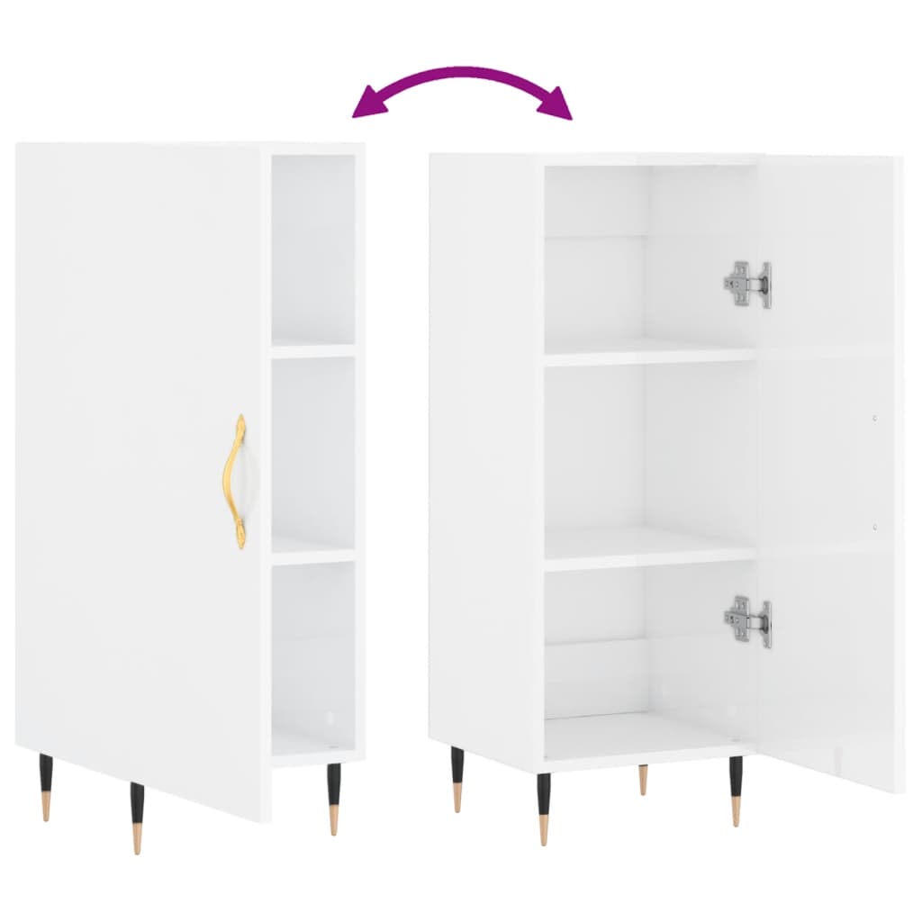 Sideboard High Gloss White 34.5x34x90 cm Engineered Wood