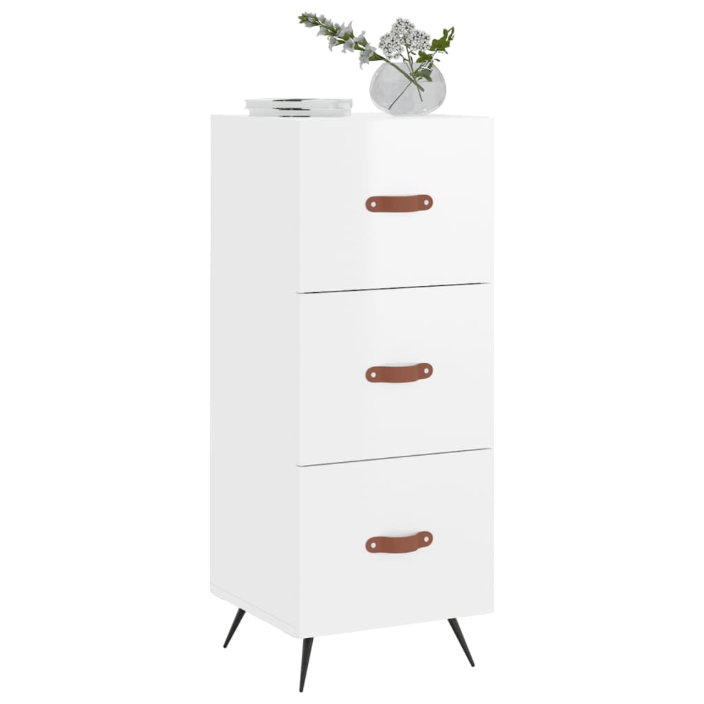 Sideboard High Gloss White 34.5x34x90 cm Engineered Wood