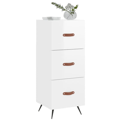 Sideboard High Gloss White 34.5x34x90 cm Engineered Wood