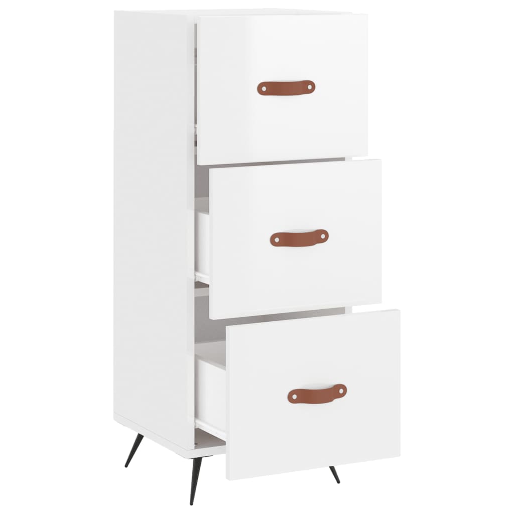 Sideboard High Gloss White 34.5x34x90 cm Engineered Wood
