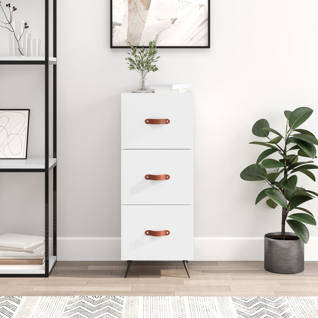 Sideboard High Gloss White 34.5x34x90 cm Engineered Wood