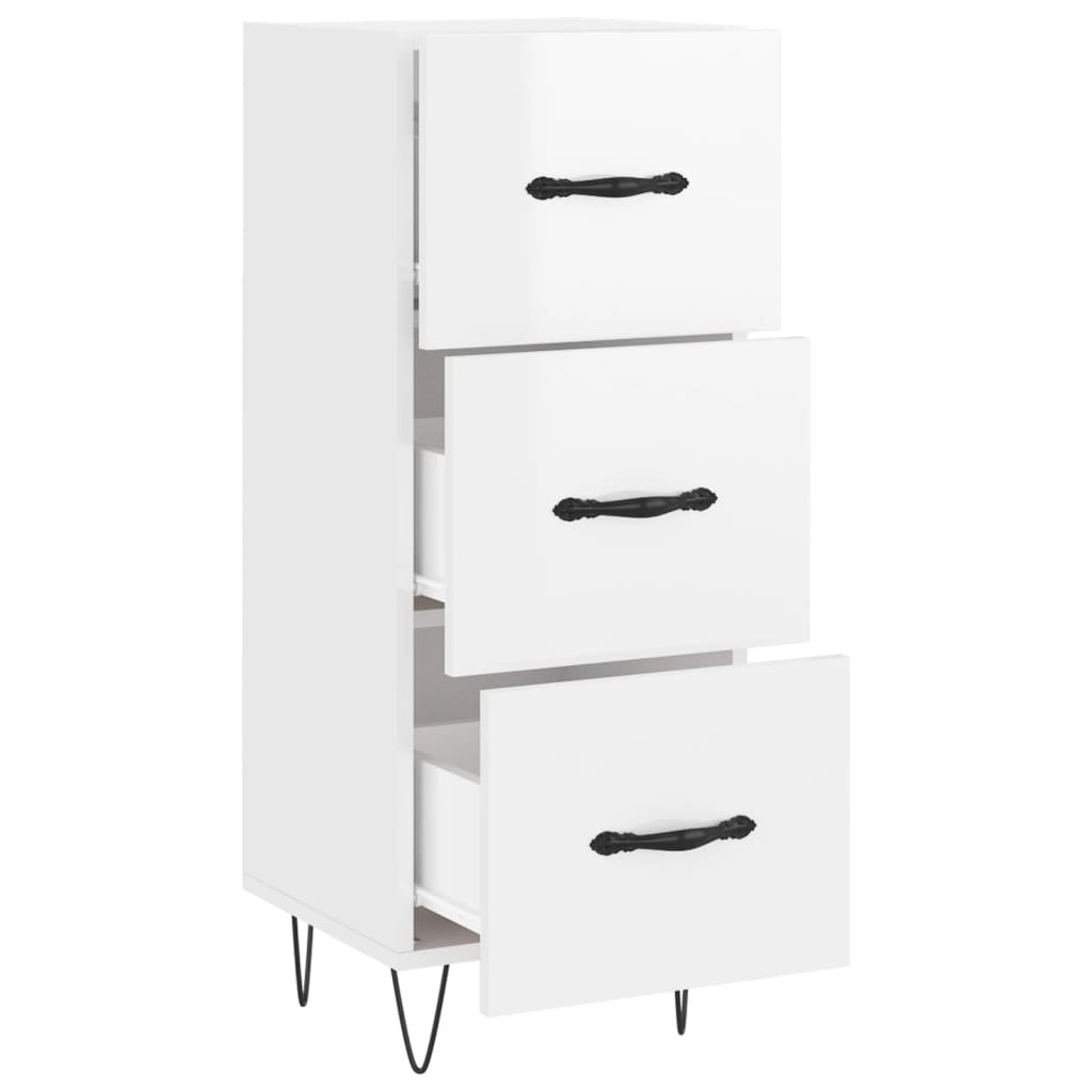 Sideboard High Gloss White 34.5x34x90 cm Engineered Wood
