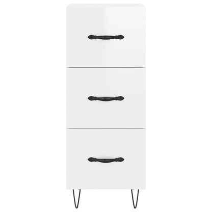 Sideboard High Gloss White 34.5x34x90 cm Engineered Wood