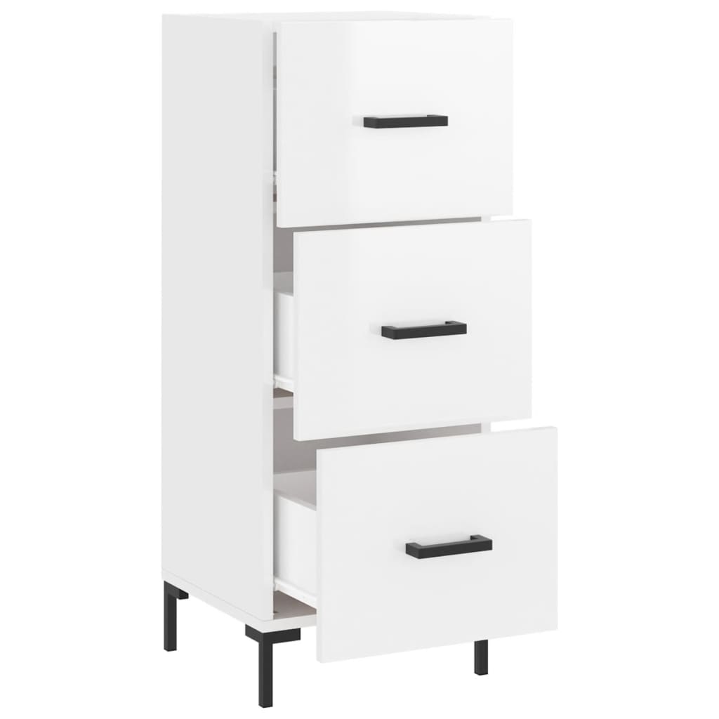 Sideboard High Gloss White 34.5x34x90 cm Engineered Wood