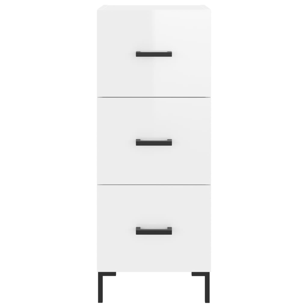 Sideboard High Gloss White 34.5x34x90 cm Engineered Wood