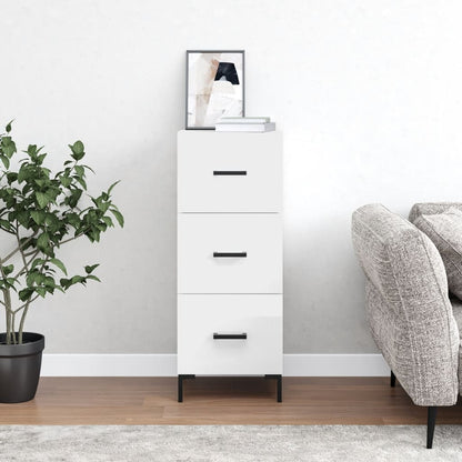 Sideboard High Gloss White 34,5x34x90 cm Engineered Wood