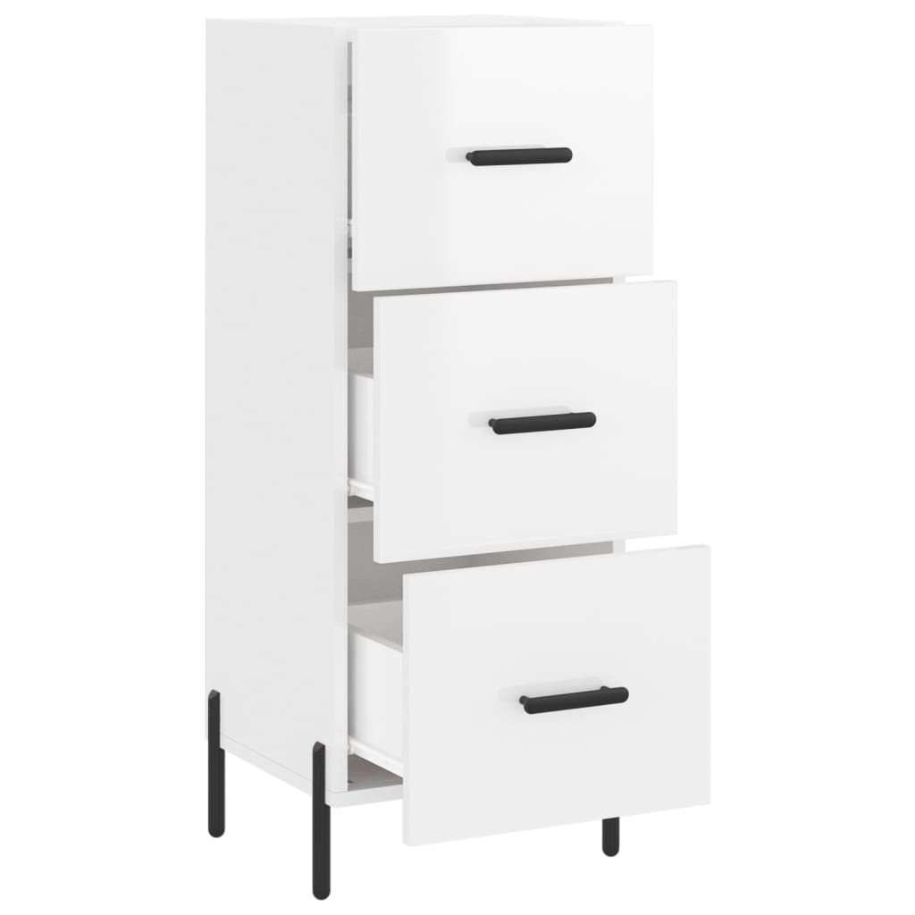 Sideboard High Gloss White 34.5x34x90 cm Engineered Wood