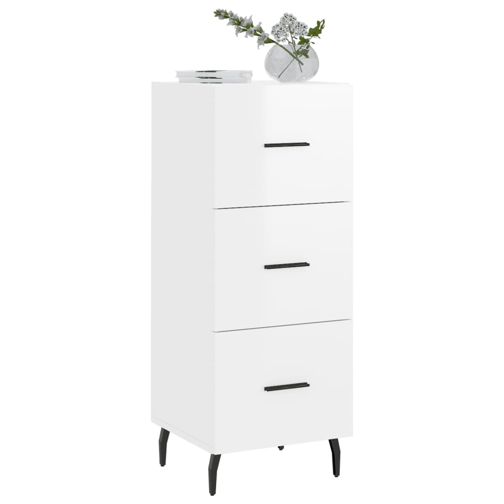 Sideboard High Gloss White 34.5x34x90 cm Engineered Wood