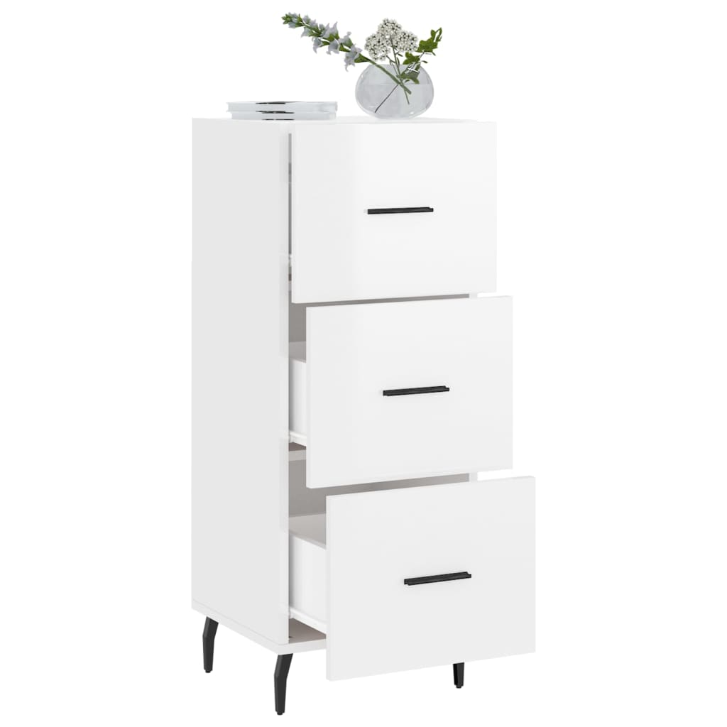 Sideboard High Gloss White 34.5x34x90 cm Engineered Wood