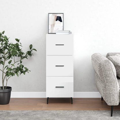 Sideboard High Gloss White 34.5x34x90 cm Engineered Wood