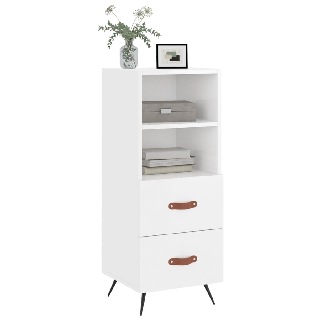 Sideboard High Gloss White 34.5x34x90 cm Engineered Wood