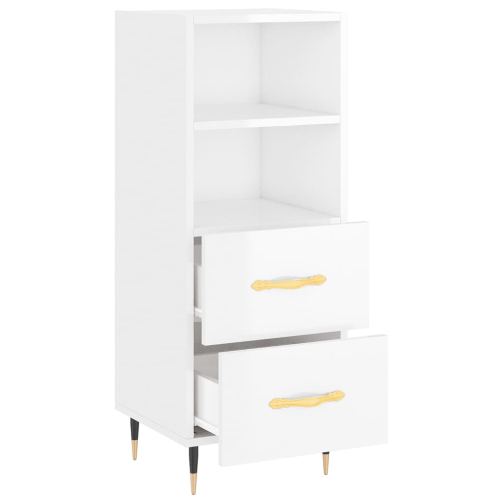 Sideboard High Gloss White 34.5x34x90 cm Engineered Wood