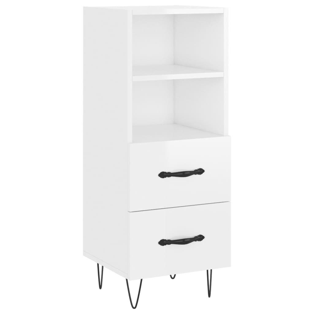 Sideboard High Gloss White 34.5x34x90 cm Engineered Wood