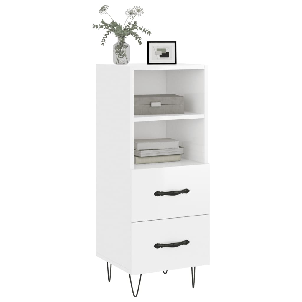Sideboard High Gloss White 34.5x34x90 cm Engineered Wood