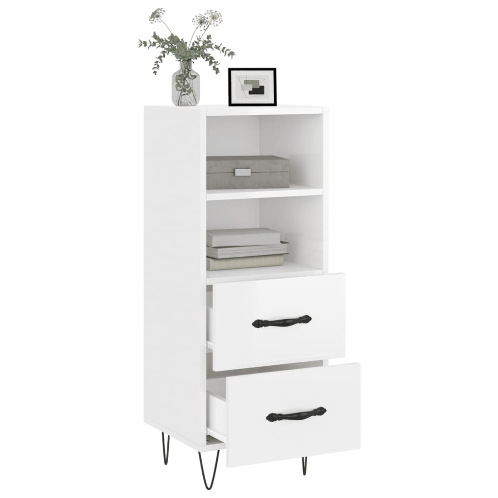 Sideboard High Gloss White 34.5x34x90 cm Engineered Wood