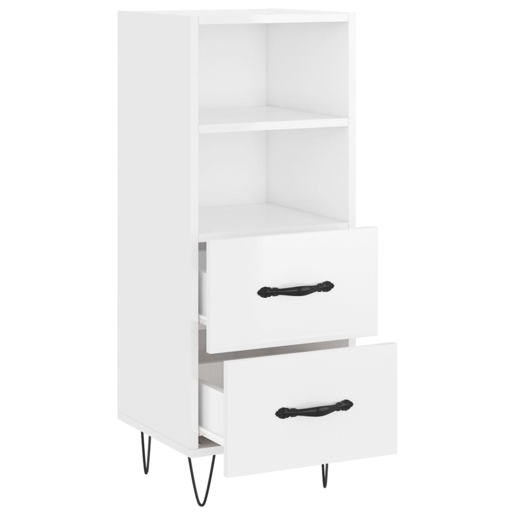 Sideboard High Gloss White 34.5x34x90 cm Engineered Wood