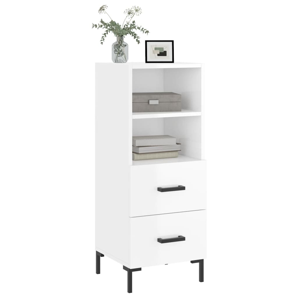Sideboard High Gloss White 34.5x34x90 cm Engineered Wood