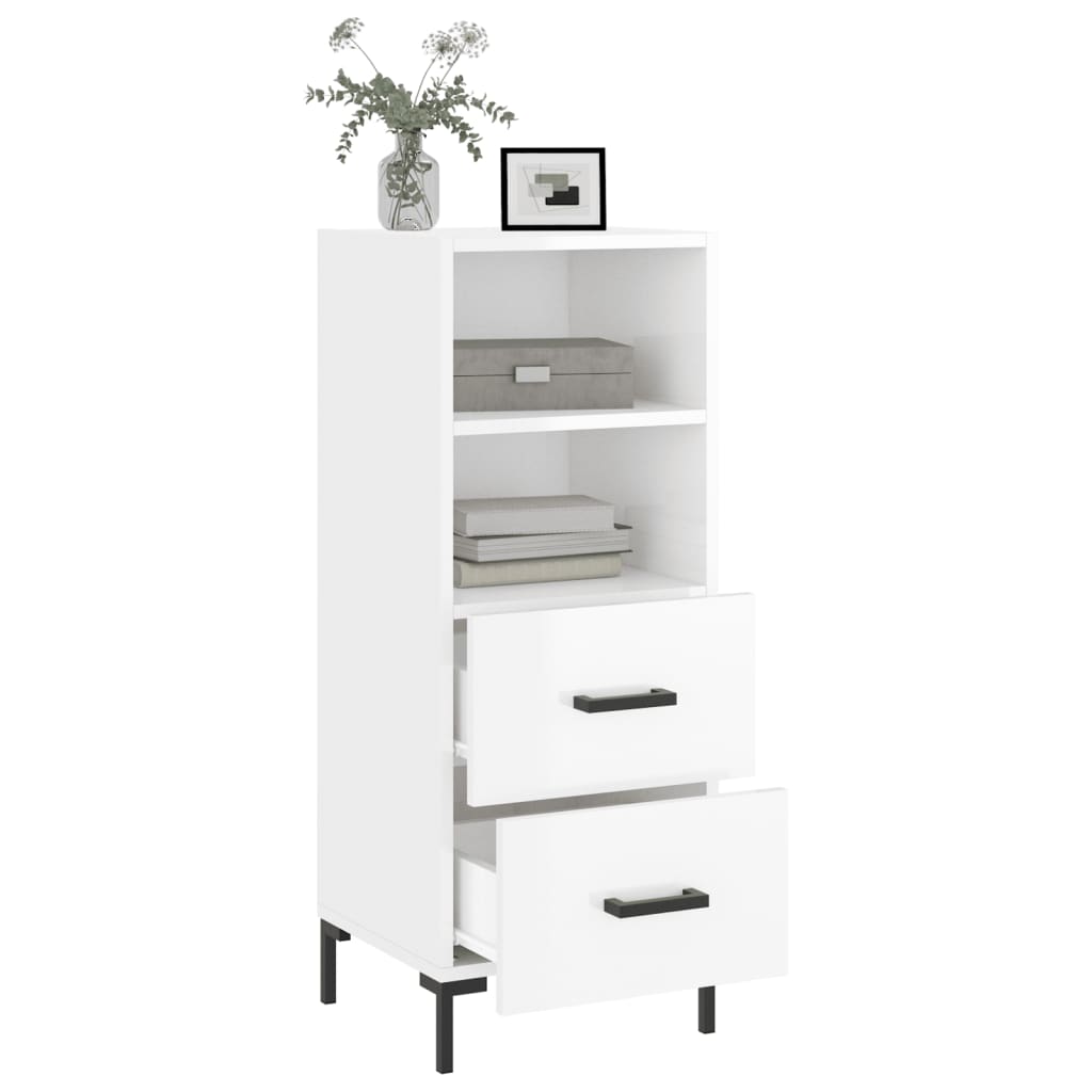 Sideboard High Gloss White 34.5x34x90 cm Engineered Wood