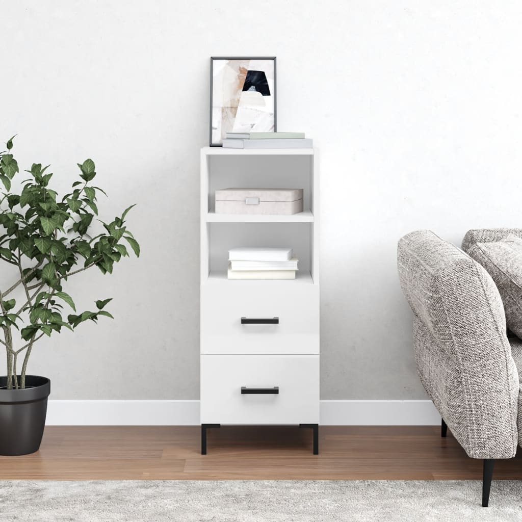 Sideboard High Gloss White 34.5x34x90 cm Engineered Wood