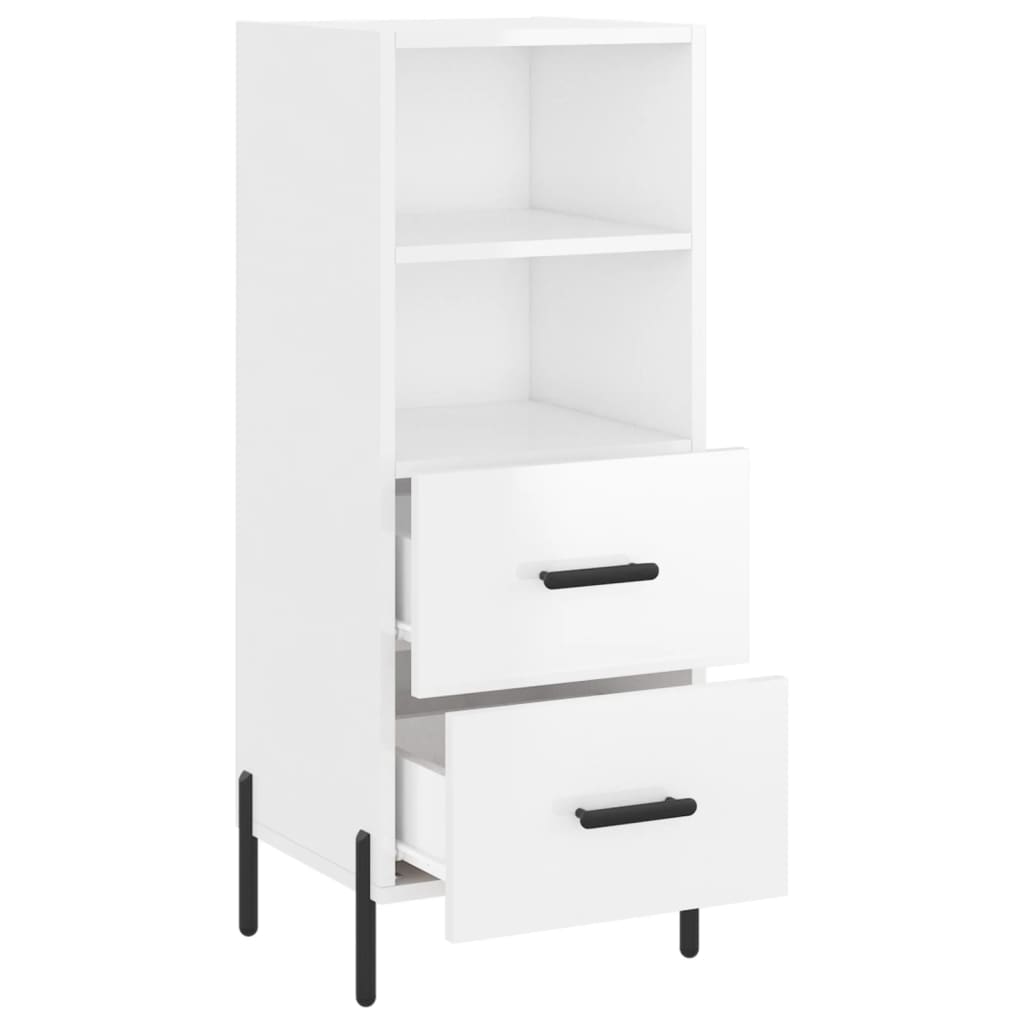 Sideboard High Gloss White 34.5x34x90 cm Engineered Wood