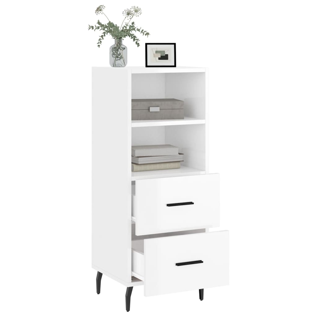 Sideboard High Gloss White 34.5x34x90 cm Engineered Wood