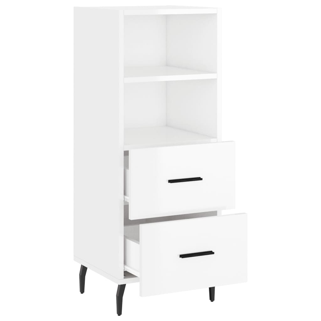 Sideboard High Gloss White 34.5x34x90 cm Engineered Wood