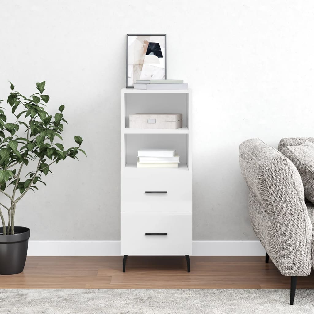 Sideboard High Gloss White 34.5x34x90 cm Engineered Wood