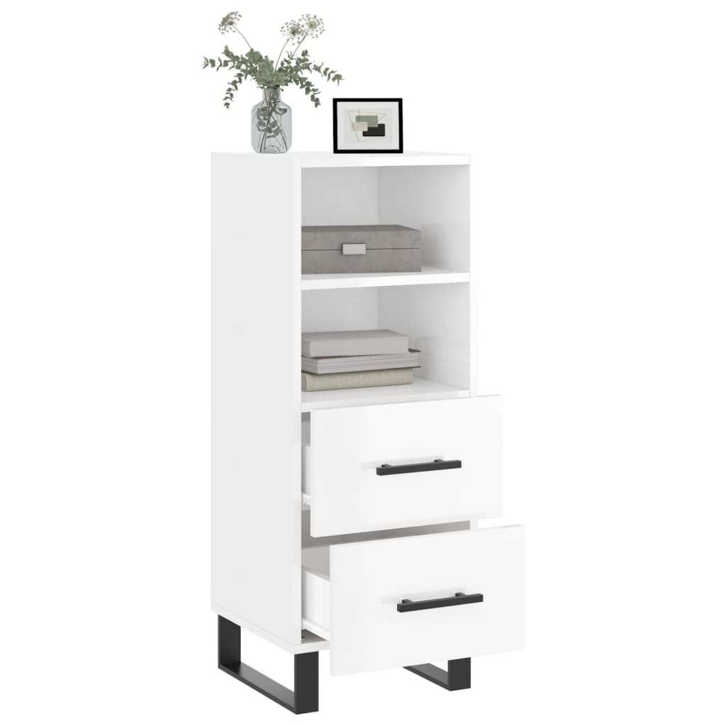 Sideboard High Gloss White 34.5x34x90 cm Engineered Wood