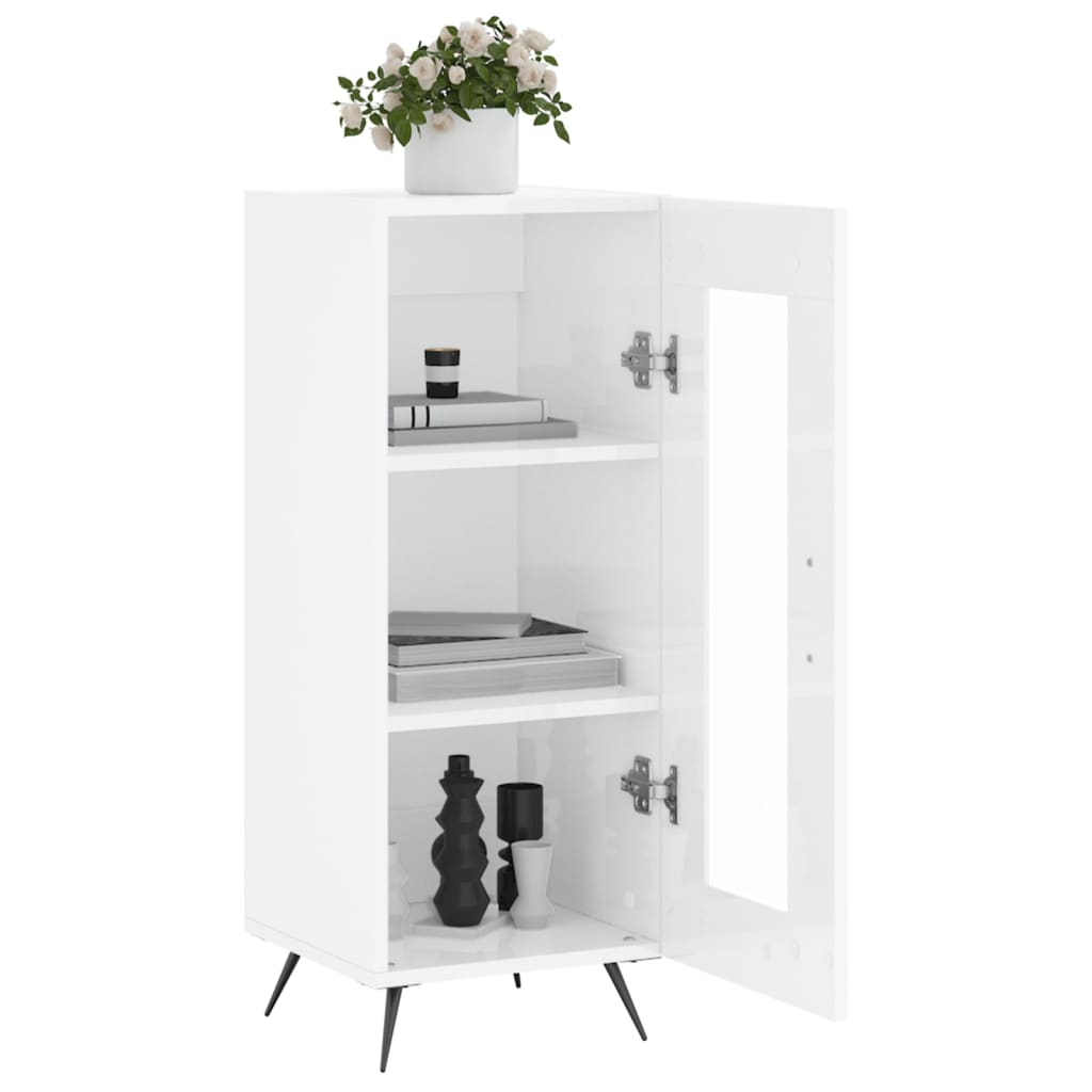 Sideboard High Gloss White 34.5x34x90 cm Engineered Wood