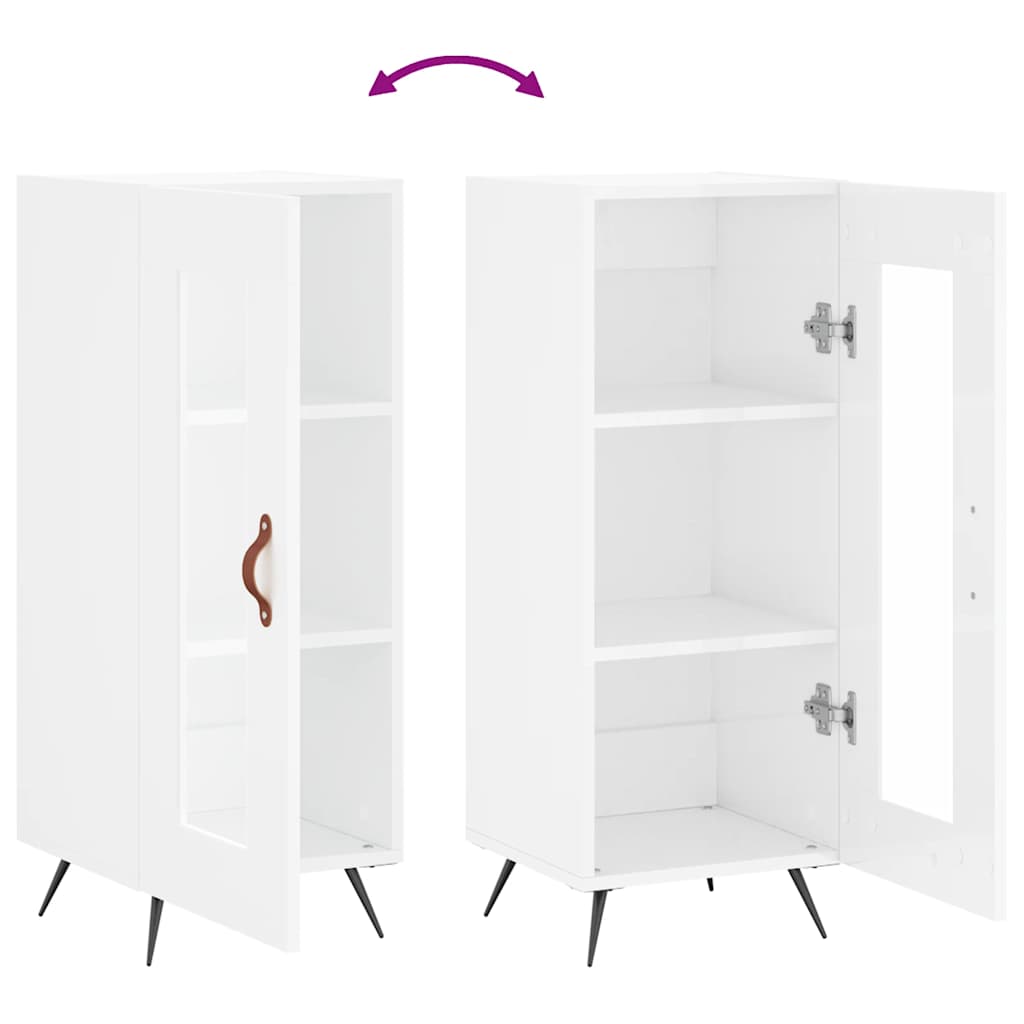 Sideboard High Gloss White 34.5x34x90 cm Engineered Wood