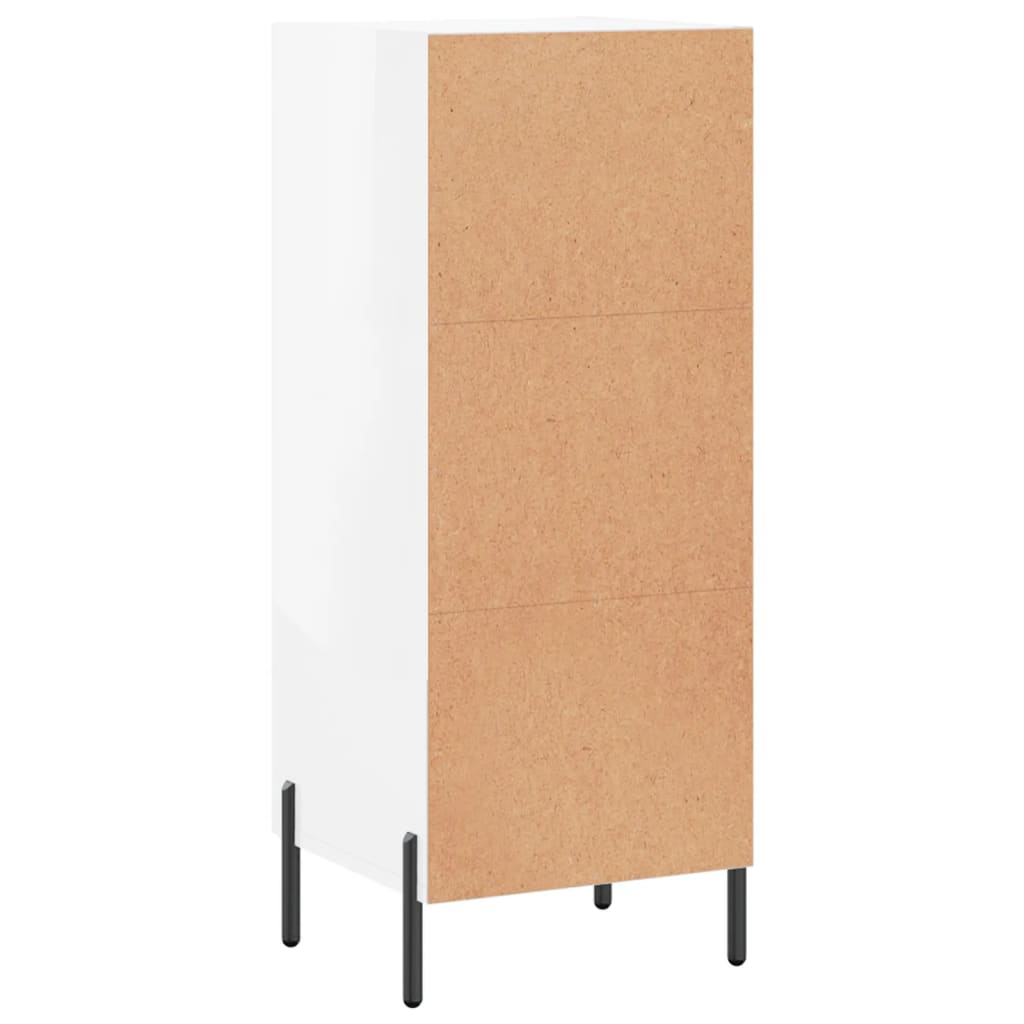 Sideboard High Gloss White 34,5x34x90 cm Engineered Wood