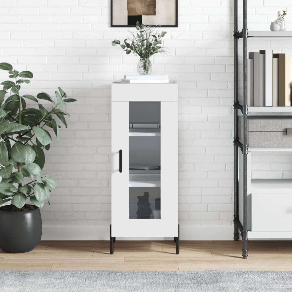 Sideboard High Gloss White 34,5x34x90 cm Engineered Wood
