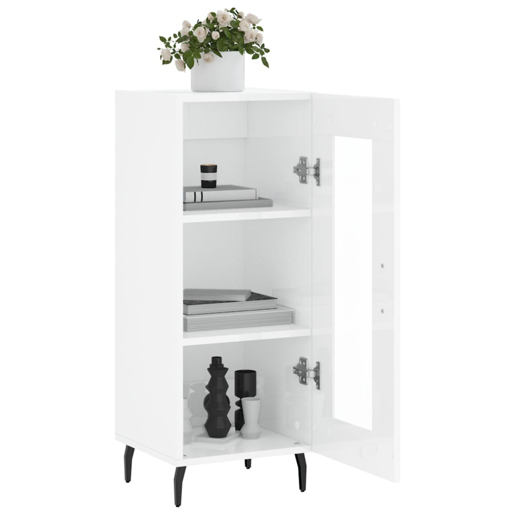 Sideboard High Gloss White 34.5x34x90 cm Engineered Wood