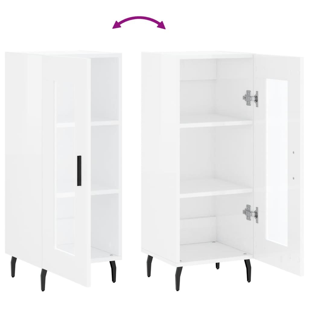 Sideboard High Gloss White 34.5x34x90 cm Engineered Wood