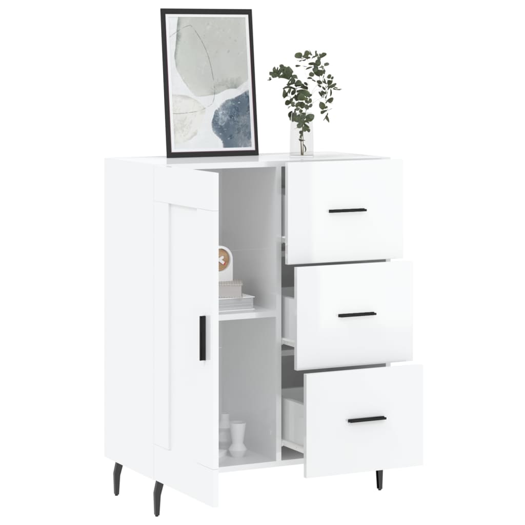 Sideboard High Gloss White 69,5x34x90 cm Engineered Wood