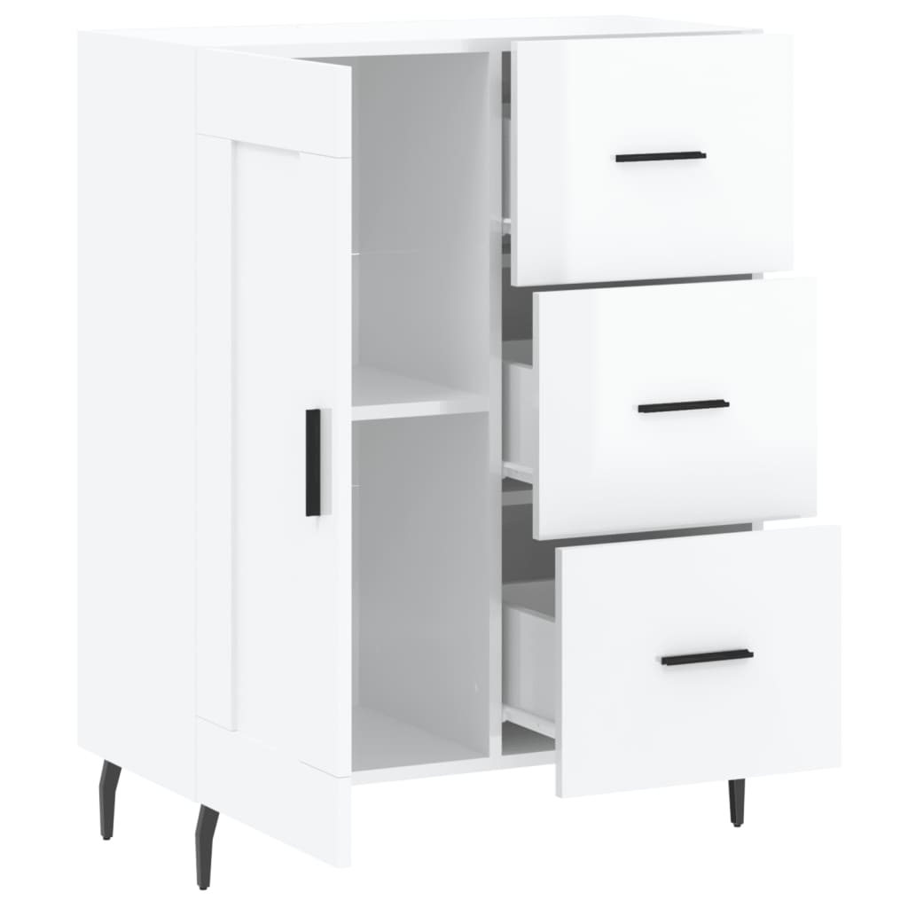 Sideboard High Gloss White 69.5x34x90 cm Engineered Wood
