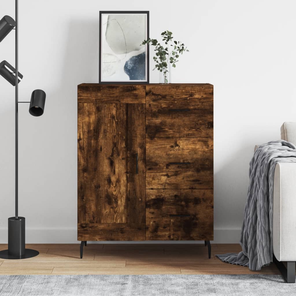 Sideboard Smoked Oak 69.5x34x90 cm Engineered Wood