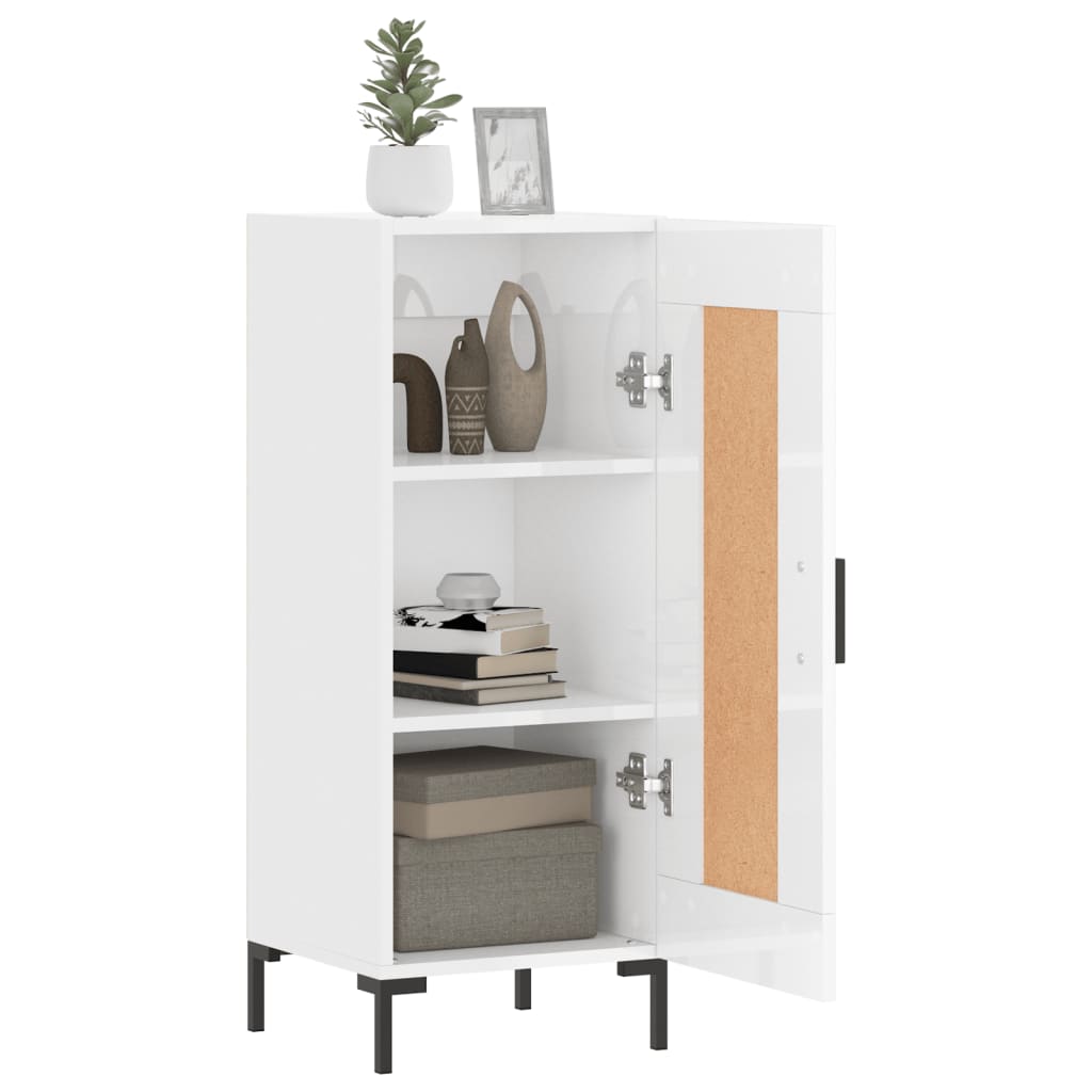 Sideboard High Gloss White 34.5x34x90 cm Engineered Wood