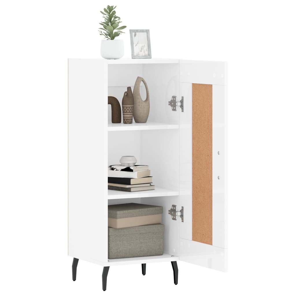 Sideboard High Gloss White 34.5x34x90 cm Engineered Wood