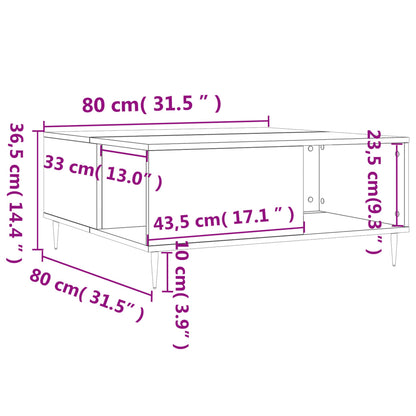 Coffee Table White 80x80x36.5 cm Engineered Wood