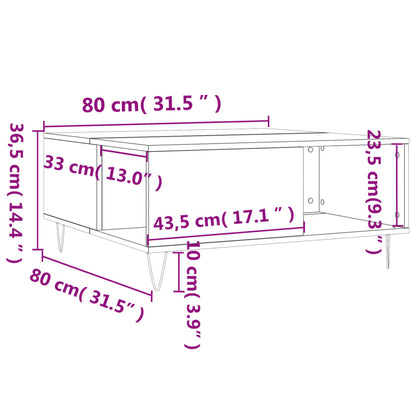Coffee Table White 80x80x36,5 cm Engineered Wood