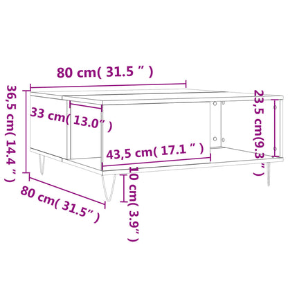 Coffee Table Smoked Oak 80x80x36,5 cm Engineered Wood