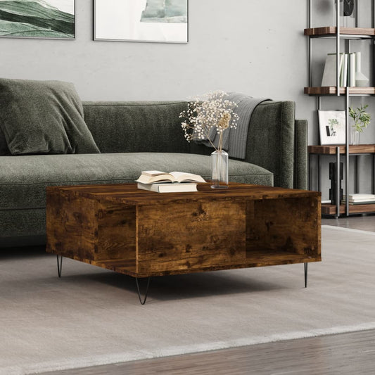 Coffee Table Smoked Oak 80x80x36,5 cm Engineered Wood