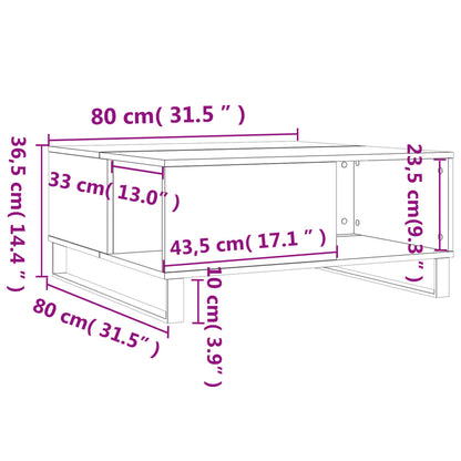 Coffee Table Grey Sonoma 80x80x36,5 cm Engineered Wood