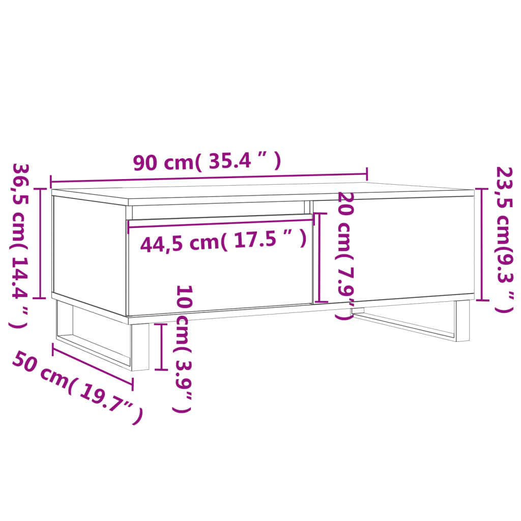 Coffee Table Smoked Oak 90x50x36,5 cm Engineered Wood