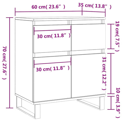 Sideboard Grey Sonoma 60x35x70 cm Engineered Wood