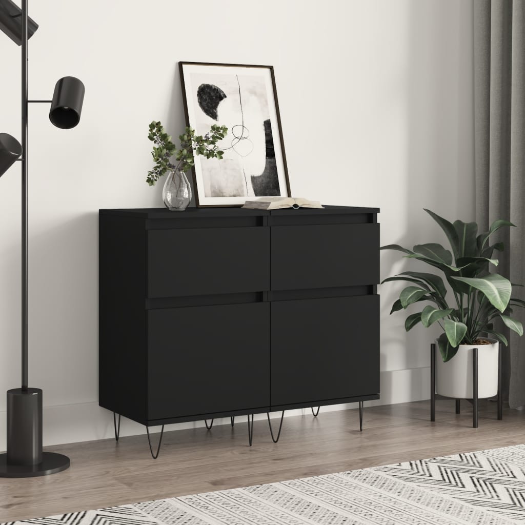 Sideboards 2 pcs Black 40x35x70 cm Engineered Wood
