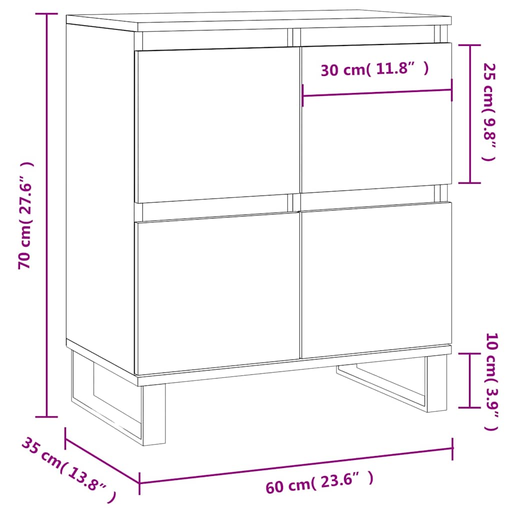 Sideboard White 60x35x70 cm Engineered Wood