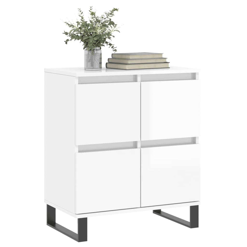 Sideboard High Gloss White 60x35x70 cm Engineered Wood