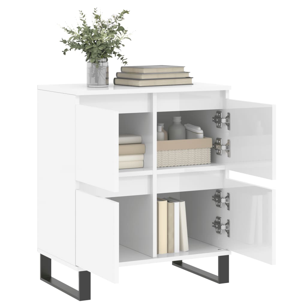 Sideboard High Gloss White 60x35x70 cm Engineered Wood